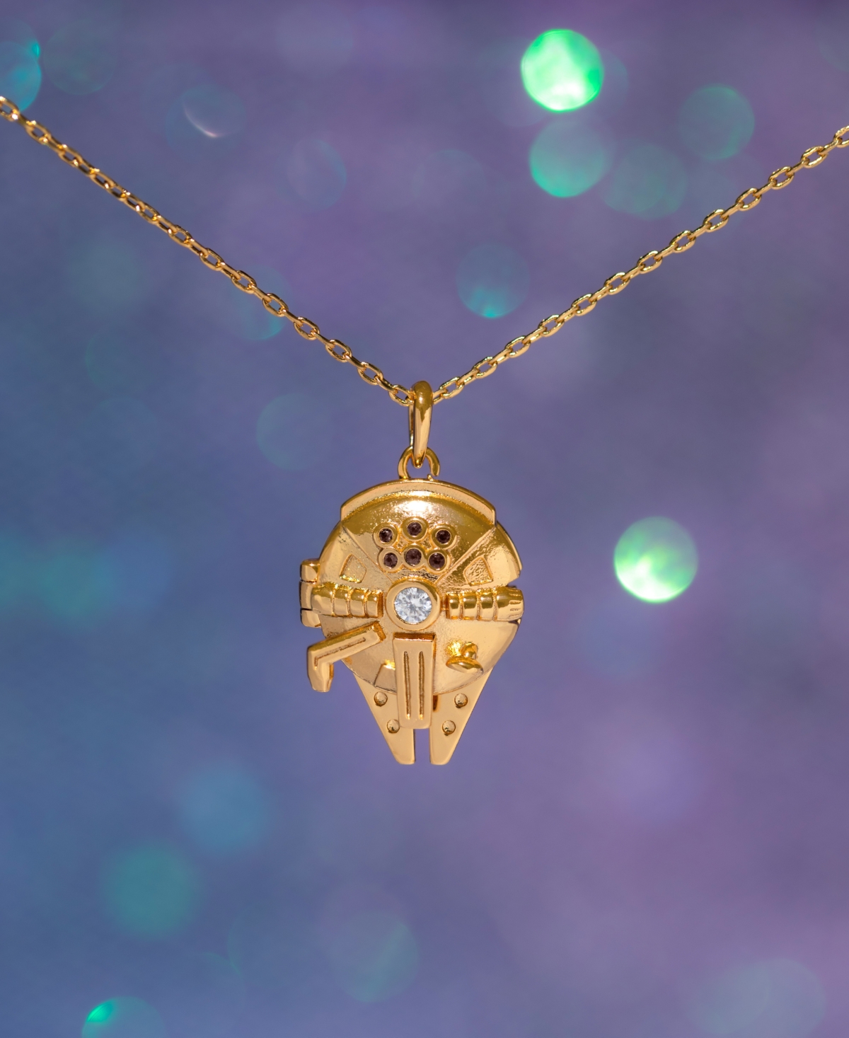 Girls Crew Star Wars Millennium Falcon Locket Gold Plated Necklace In Gold