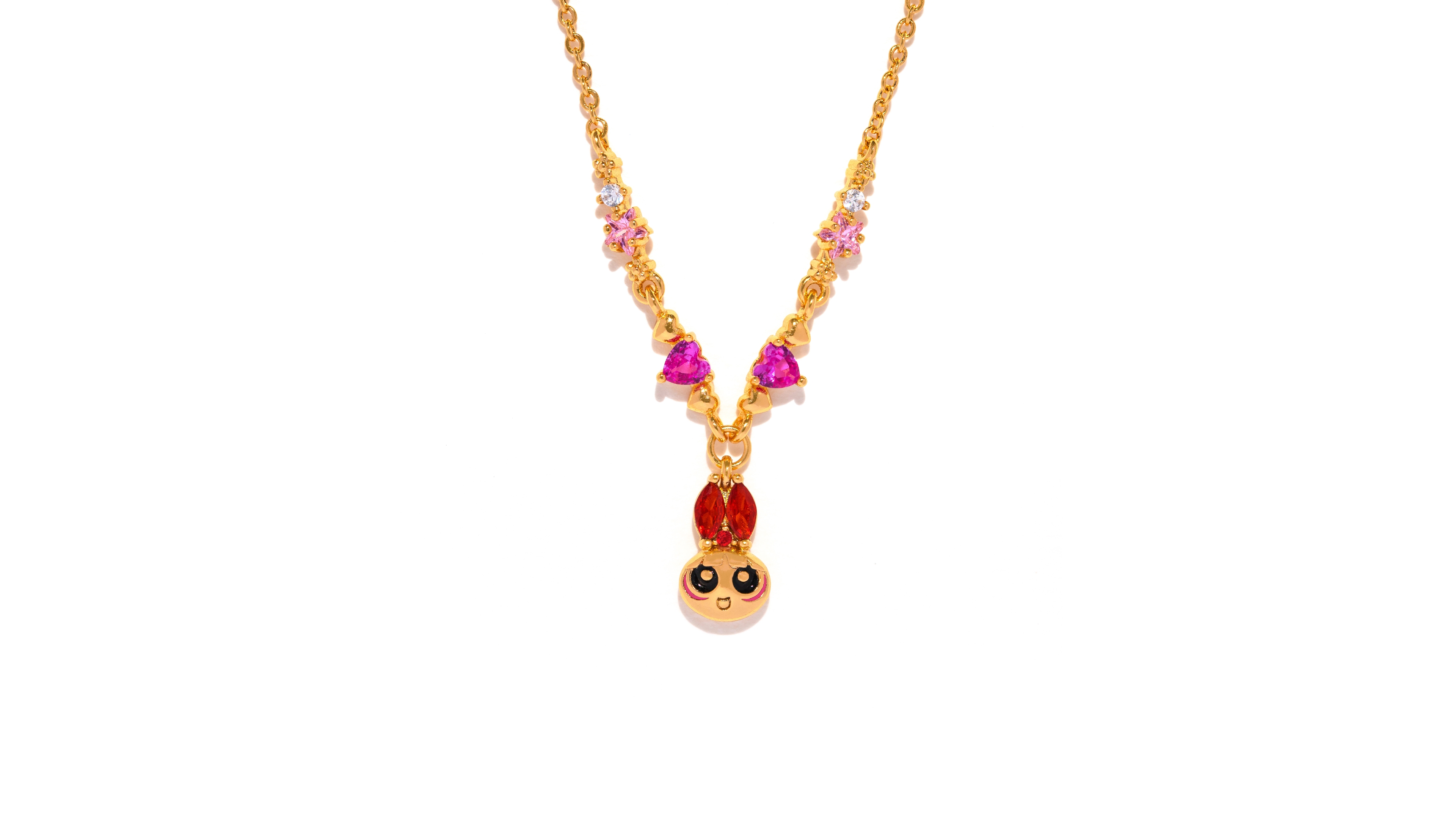 Girls Crew Crystal The Powerpuff Girls Gold Plated Blossom Necklace