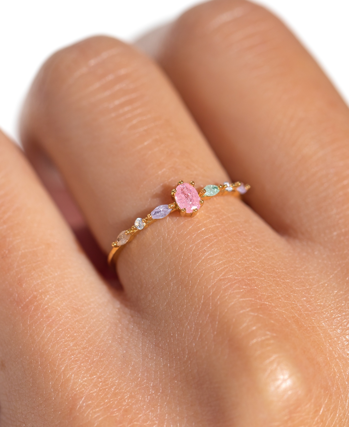 Girls Crew Crystal Gold Plated Pastel Sherbert Rings In Gold