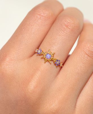 Gold Plated Disney Tangled Corona's Crest Sun Crystal Rings