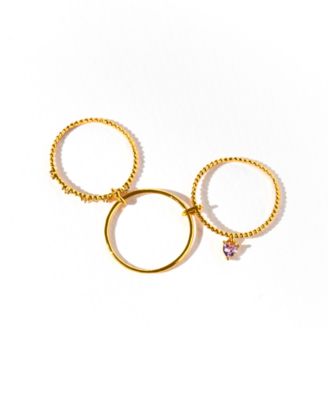 Love Connection Crystal Gold Plated Stack Rings