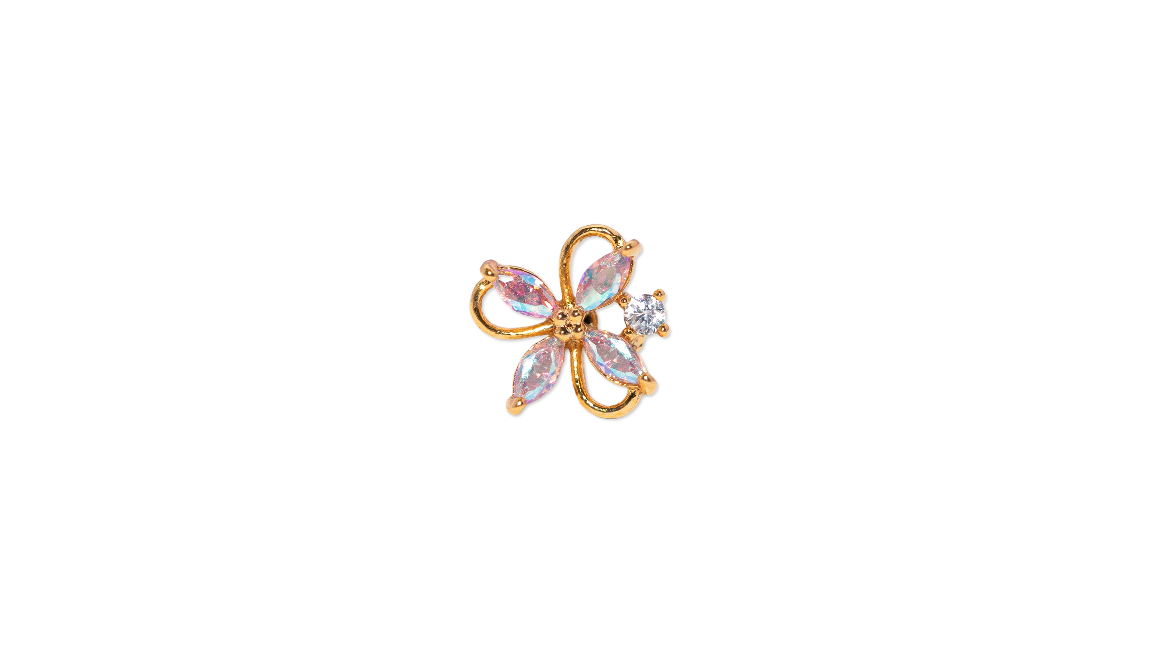 Girls Crew Crystal Gold Plated Gardenia Piercing Style Earrings