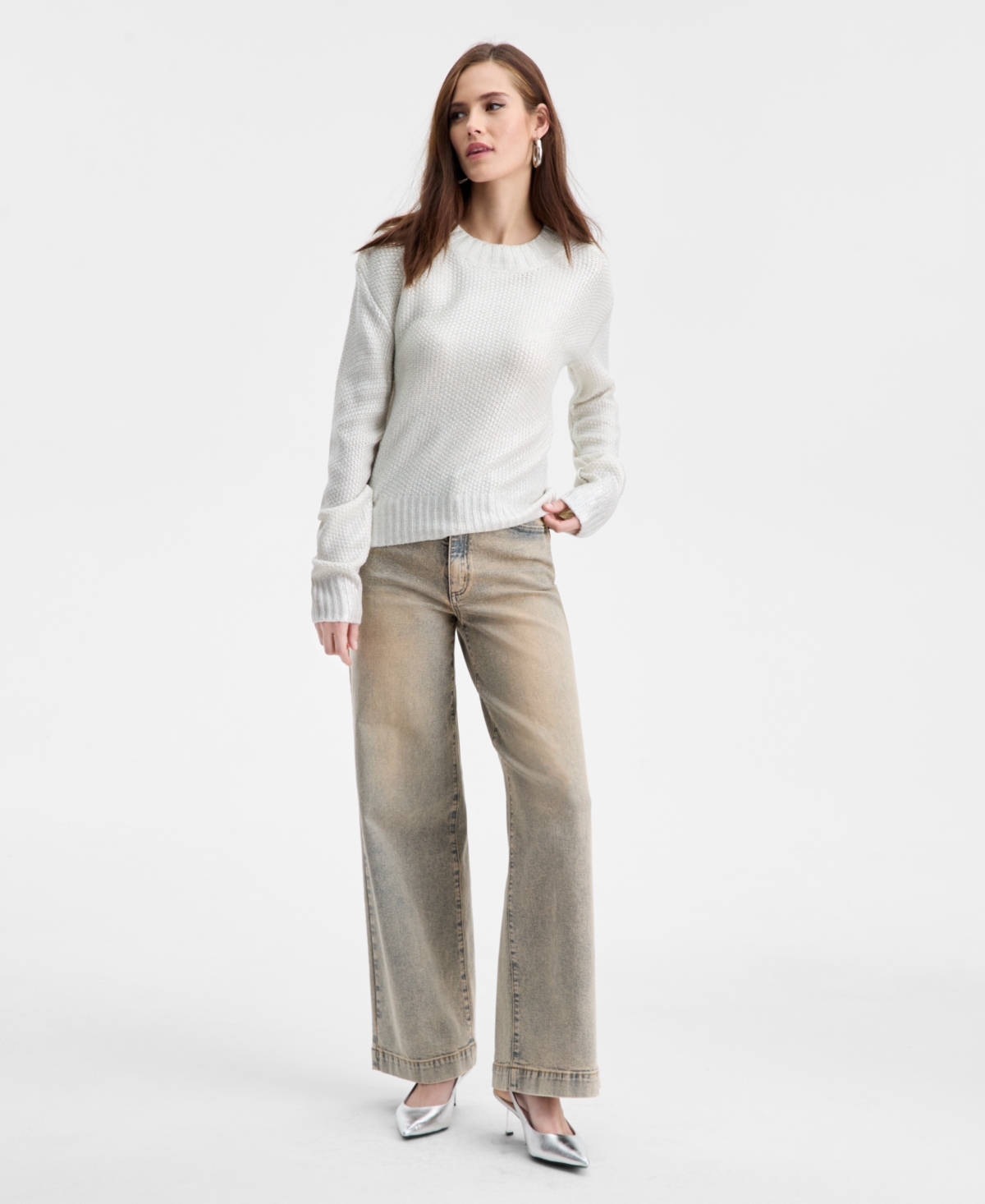 Bar Iii Women's Shine Sweater, Macy's Exclusive In White