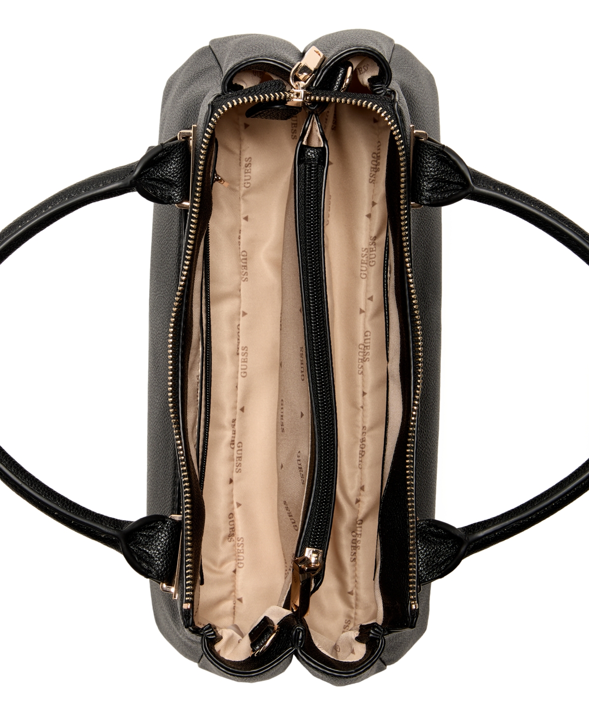 Guess Evie Triple Compartment Medium Satchel Bag In Black