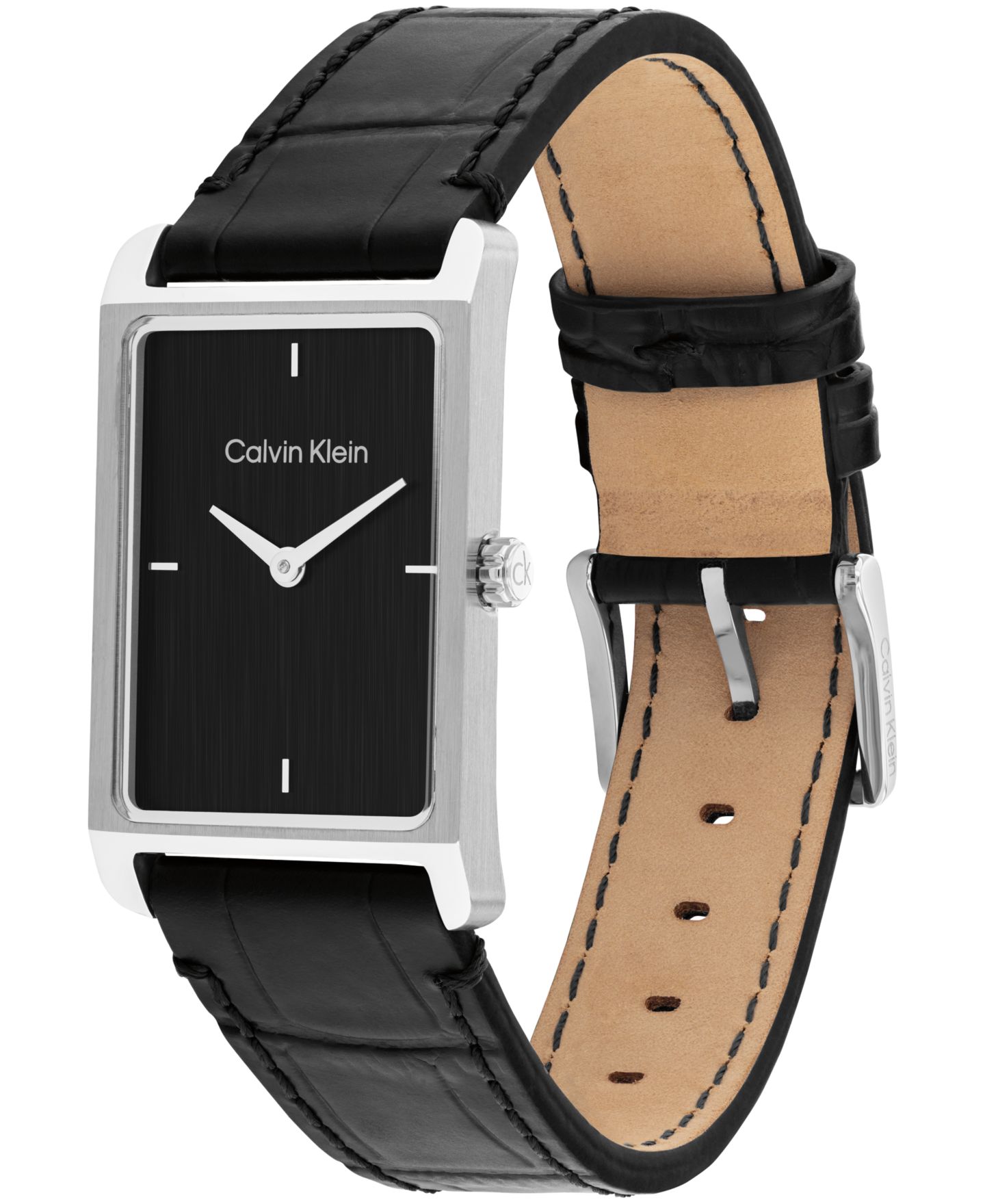 Мужские часы Calvin Klein Dapper Black Leather Strap Watch, 24mm — фото 2