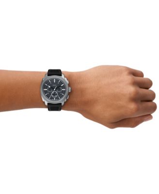 Men's Machine Chronograph Black Silicone Watch, 44mm