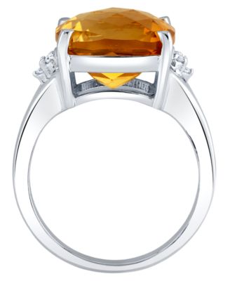Citrine (7.00 ct. t.w.) and Diamond Accent Ring (0.10 ct. t.w.) in Sterling Silver