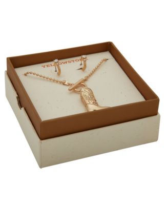 2-Pc. Boot Pendant Necklace and Hoop Earrings Gift Set