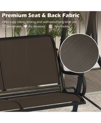 3-Seat Outdoor Swing Porch Canopy Swing w/ Adjustable Shading Breathable Seat