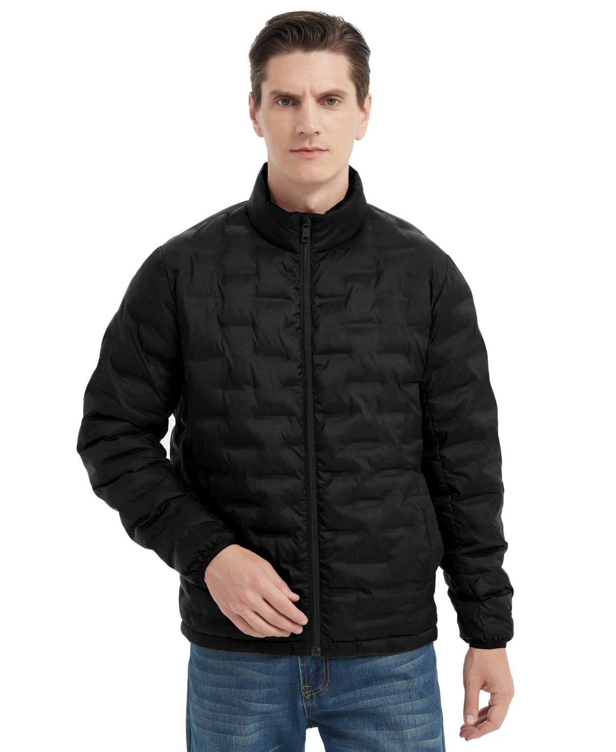 Hawke & Co. Men's Stand Collar Lightweight Warm Cube Jacket