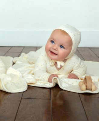 Kids Velour Dot Pattern Wrap Footie