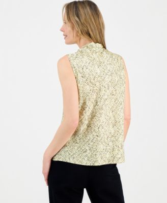Women's Printed Satin Sleeveless Top, Regular & Petite
