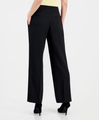 Women's Pinstripe High-Rise Wide Leg Pants, Regular & Petite