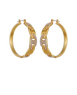 Glass Stone Hoop Earrings (also in Silver Tone)