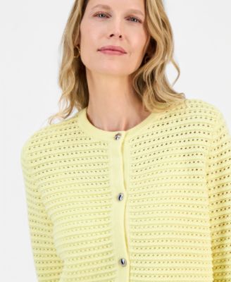 Women's Textured-Stitch Button-Front Cardigan, Regular & Petite