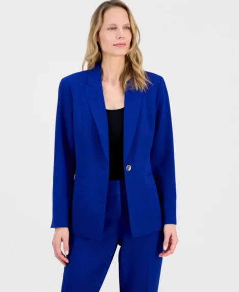 Women's Stretch Crepe Peak-Lapel Blazer, Regular & Petite - Royal Signature