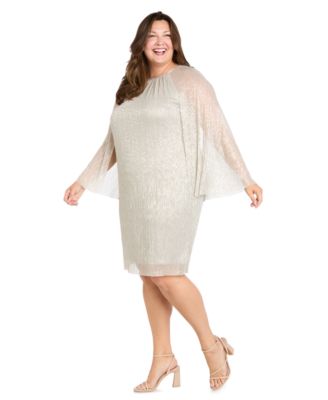 Plus Size Metallic Crinkle Pleated Sheath Dress