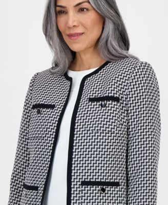 Women's Zig-Zag-Jacquard Collarless Jacket 