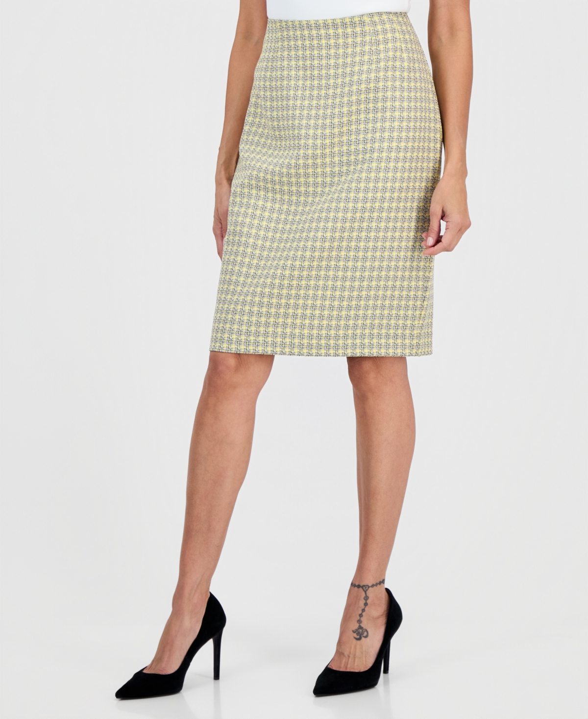 Kasper Women's Plaid Tweed Zip-Back Pencil Skirt