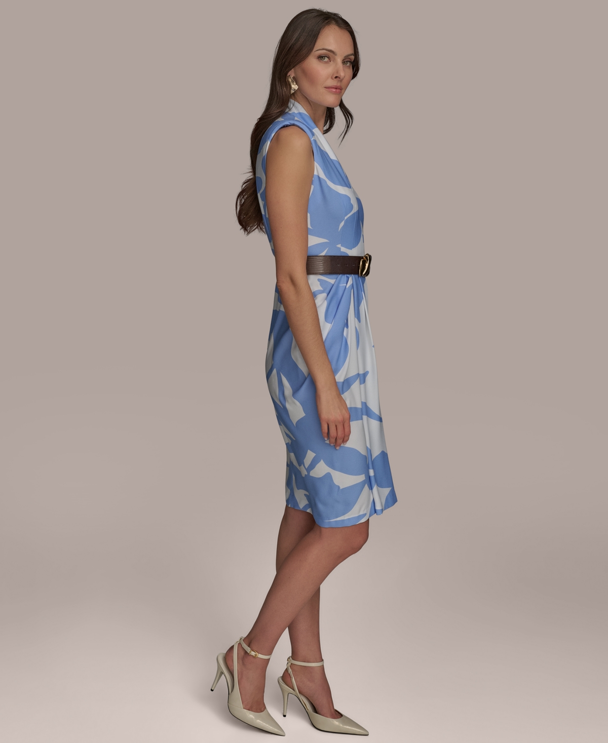 Donna Karan New York Women's Belted Sleeveless Sheath Dress