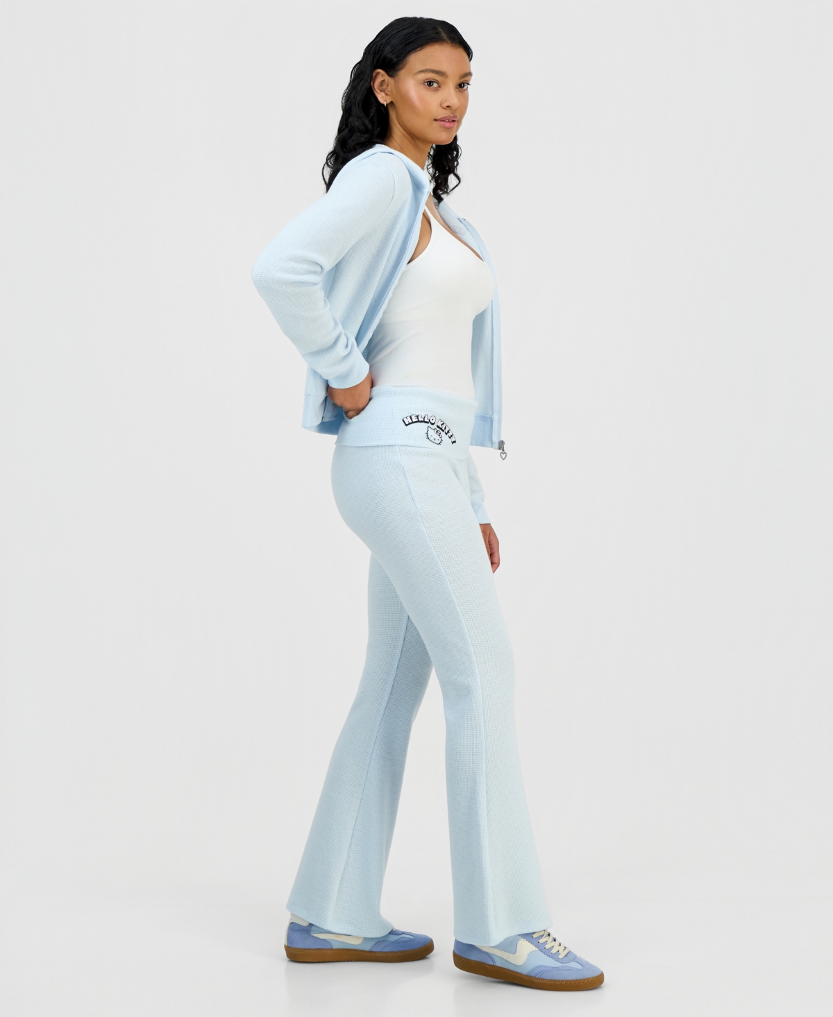 Grayson Threads, The Label Juniors' Hello Kitty Thermal Fold-over Pants In Blue