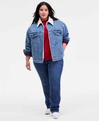 Plus Size '90s Sherpa Cotton Long-Sleeve Trucker Jacket