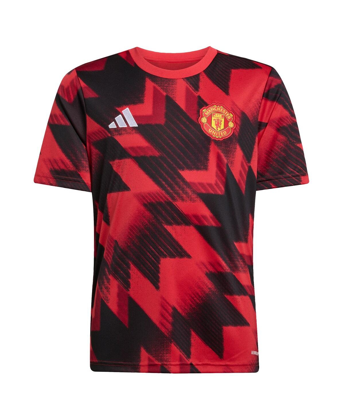 Adidas Big Boys and Girls Red Manchester United 2025/26 Pre-Match Aeroready Jersey