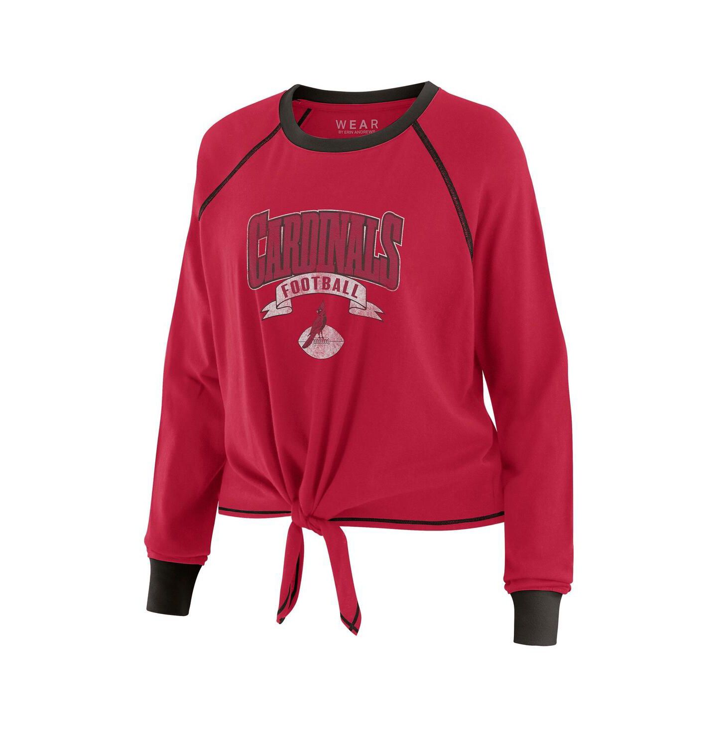 Женский топ WEAR by Erin Andrews Cardinal/Black Arizona Cardinals Tie-Front Long Sleeve — фото 2