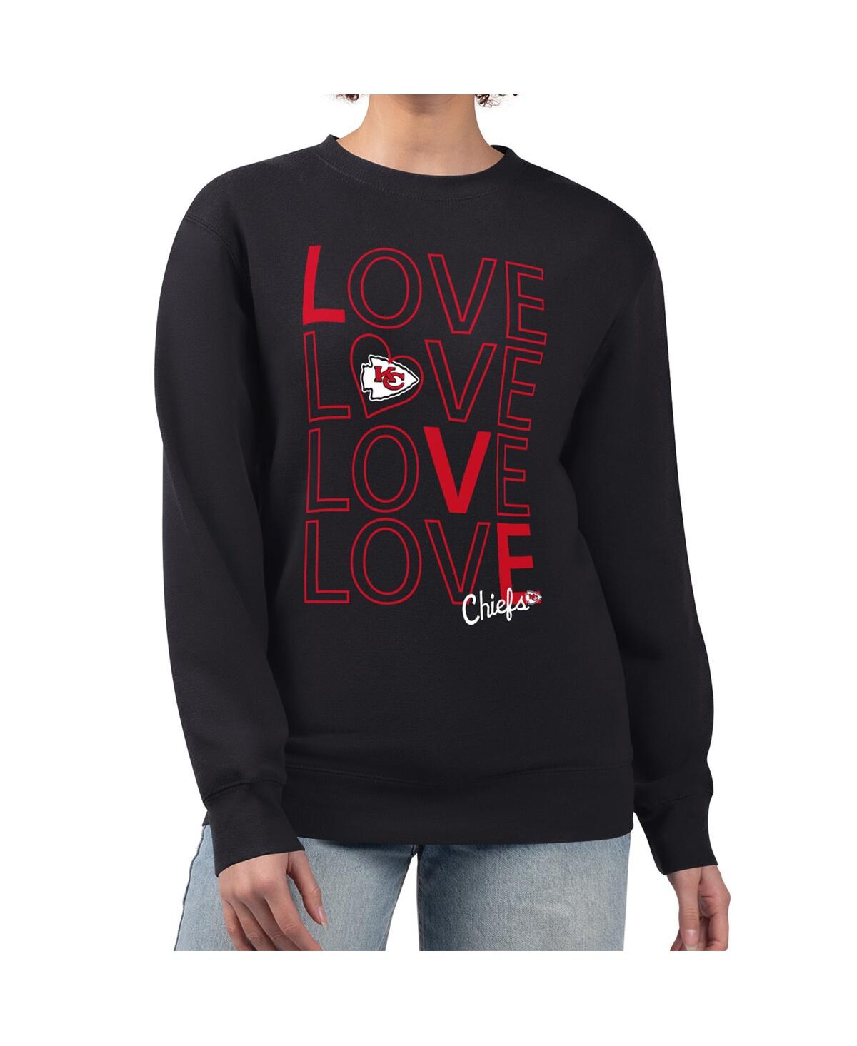 G-iii 4her By Carl Banks Women's Black Kansas City Chiefs Lots Of Love Graphic Fleece Pullover Sweatshirt