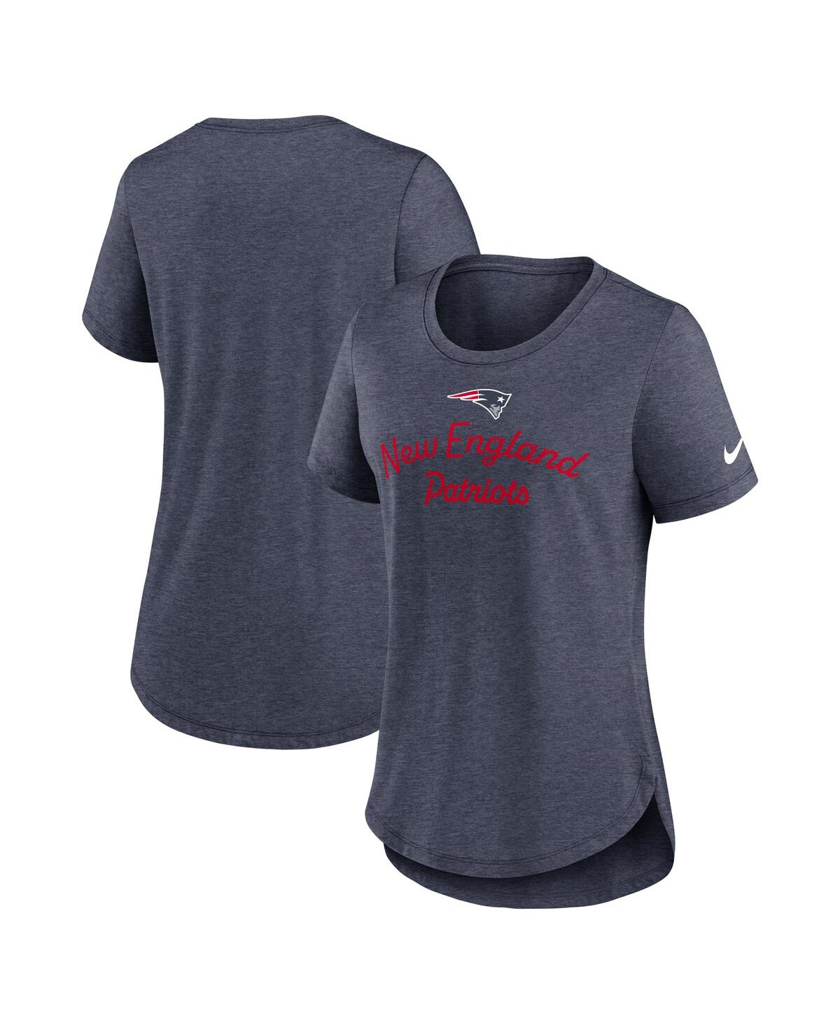 Nike Women's Navy New England Patriots Script Tri-blend T-shirt In Blue