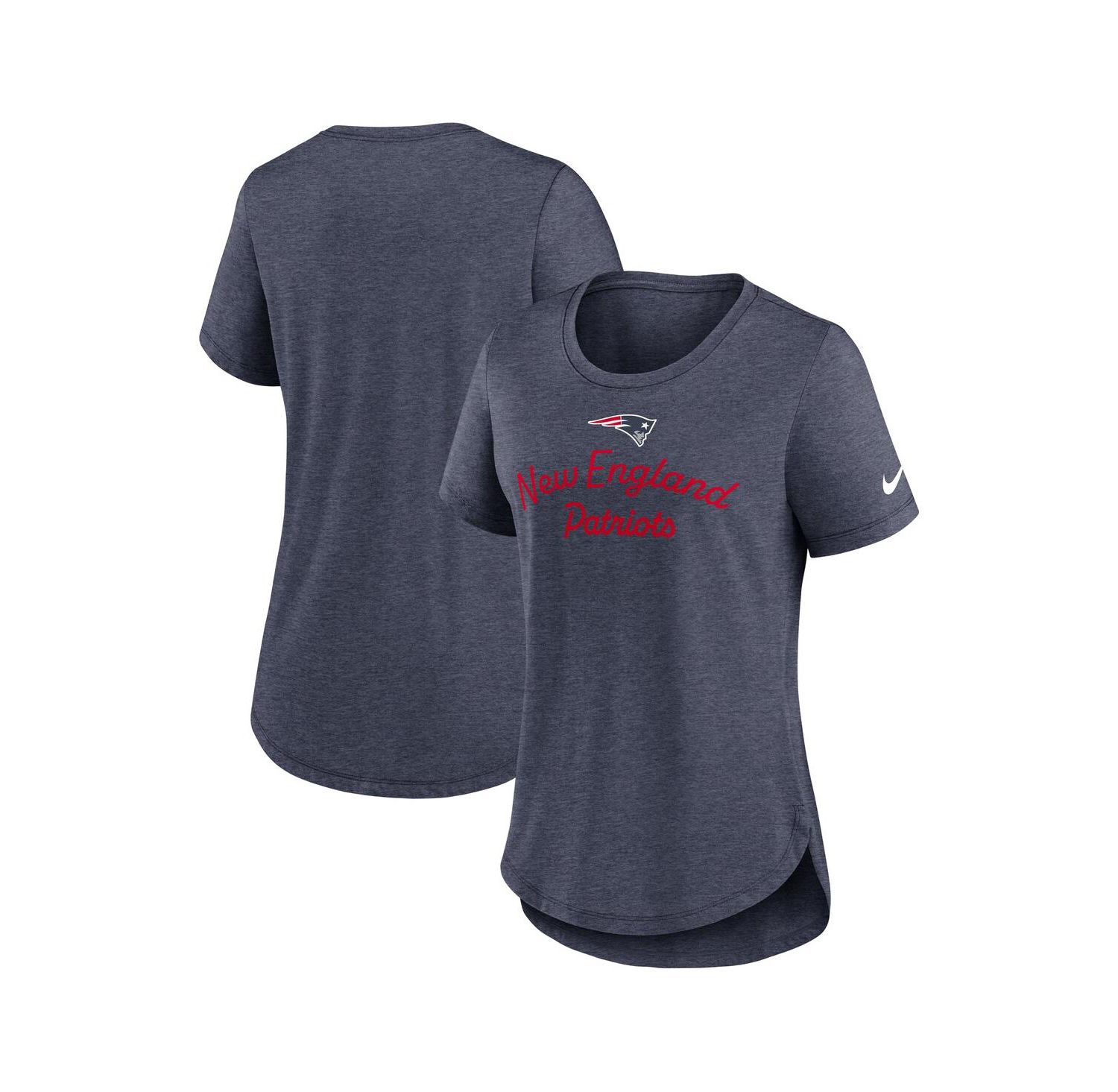 Women's Navy New England Patriots Script Tri-Blend T-Shirt