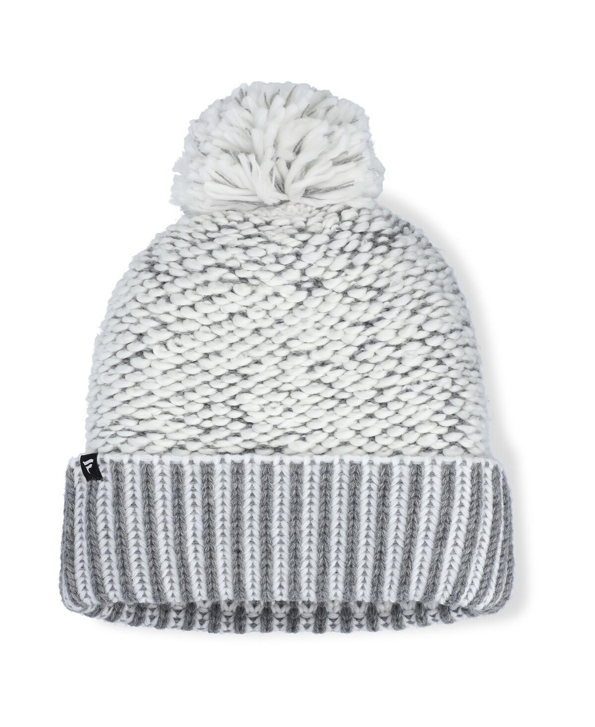 Fanatics Women's White/gray Utah Mammoth Fundamental Mist Cuffed Knit With Pom Hat In Multi