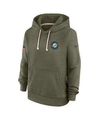 Women's Olive Miami Dolphins 2025 Salute to Service Sideline Standard Issue Dri-FIT Hoodie