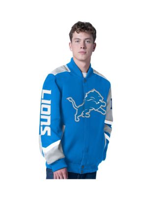 G-III Sports by Carl Banks - Men's Blue Detroit Lions Prime Time Full-Zip Racing Jacket