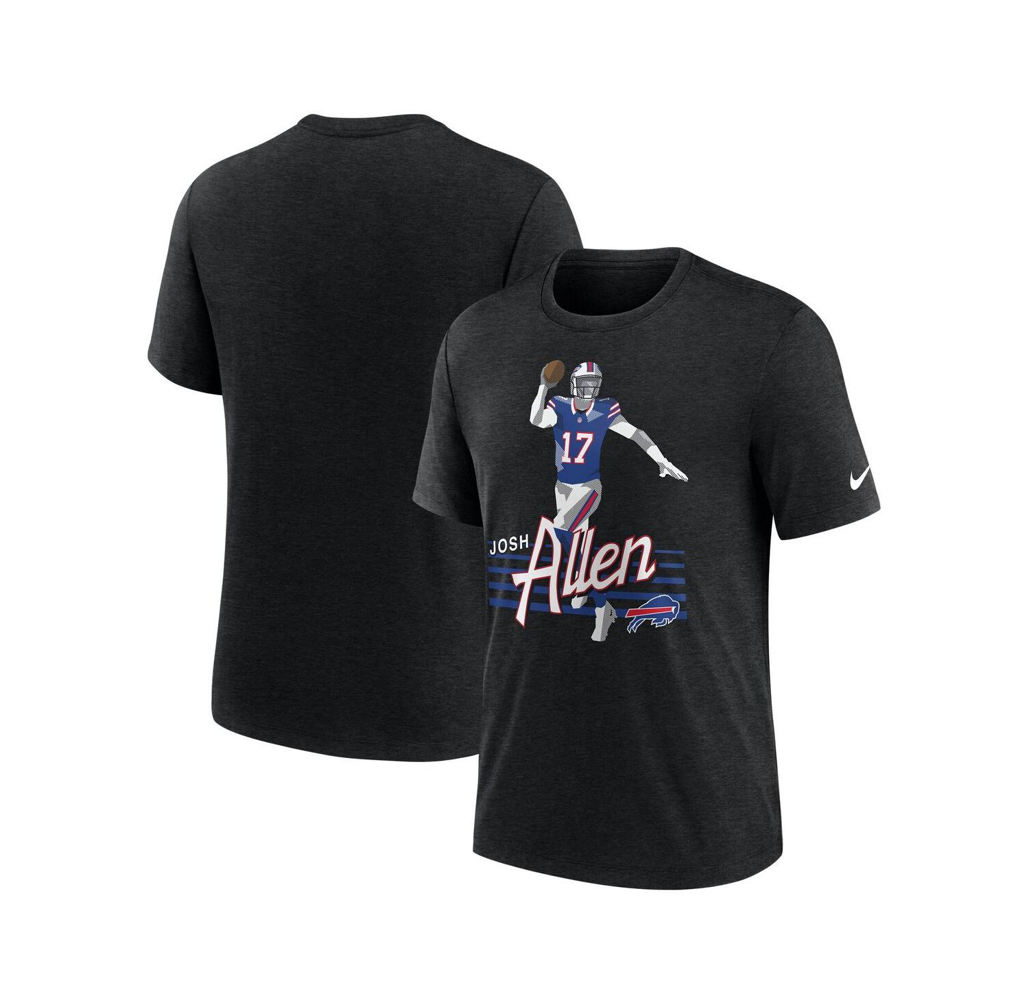 Men's Josh Allen Heather Black Buffalo Bills Player Graphic T-Shirt