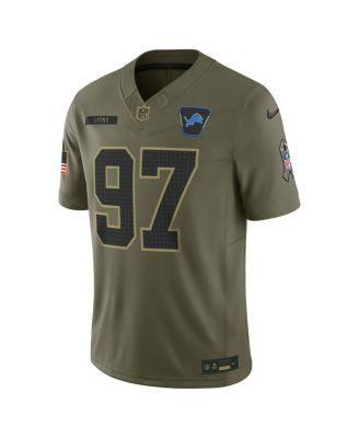 Men's Aidan Hutchinson Olive Detroit Lions 2025 Salute to Service Limited Jersey