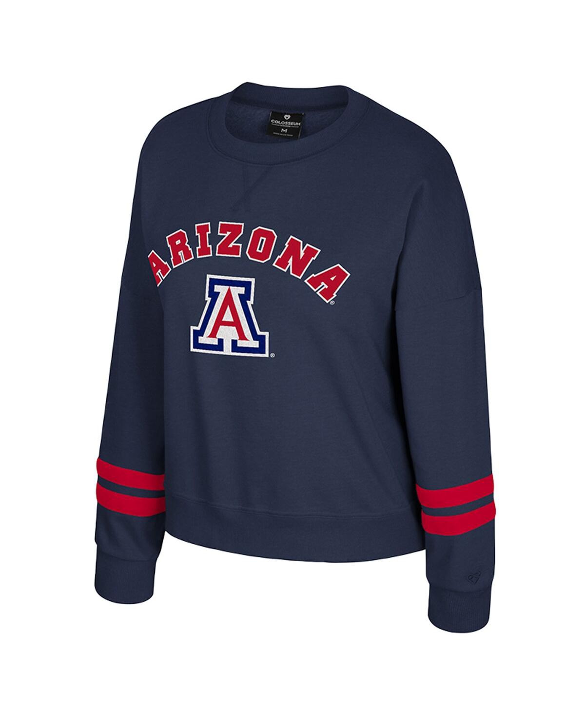 Colosseum Women's Navy Arizona Wildcats Splashy Crewneck Fleece Sweatshirt In Blue
