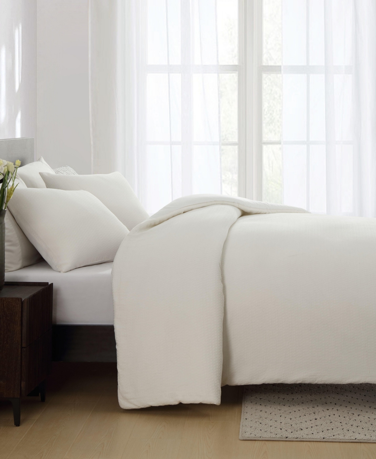 Vera Wang Threaded Basketweave Cotton 3-pc. Comforter Set, Queen In White