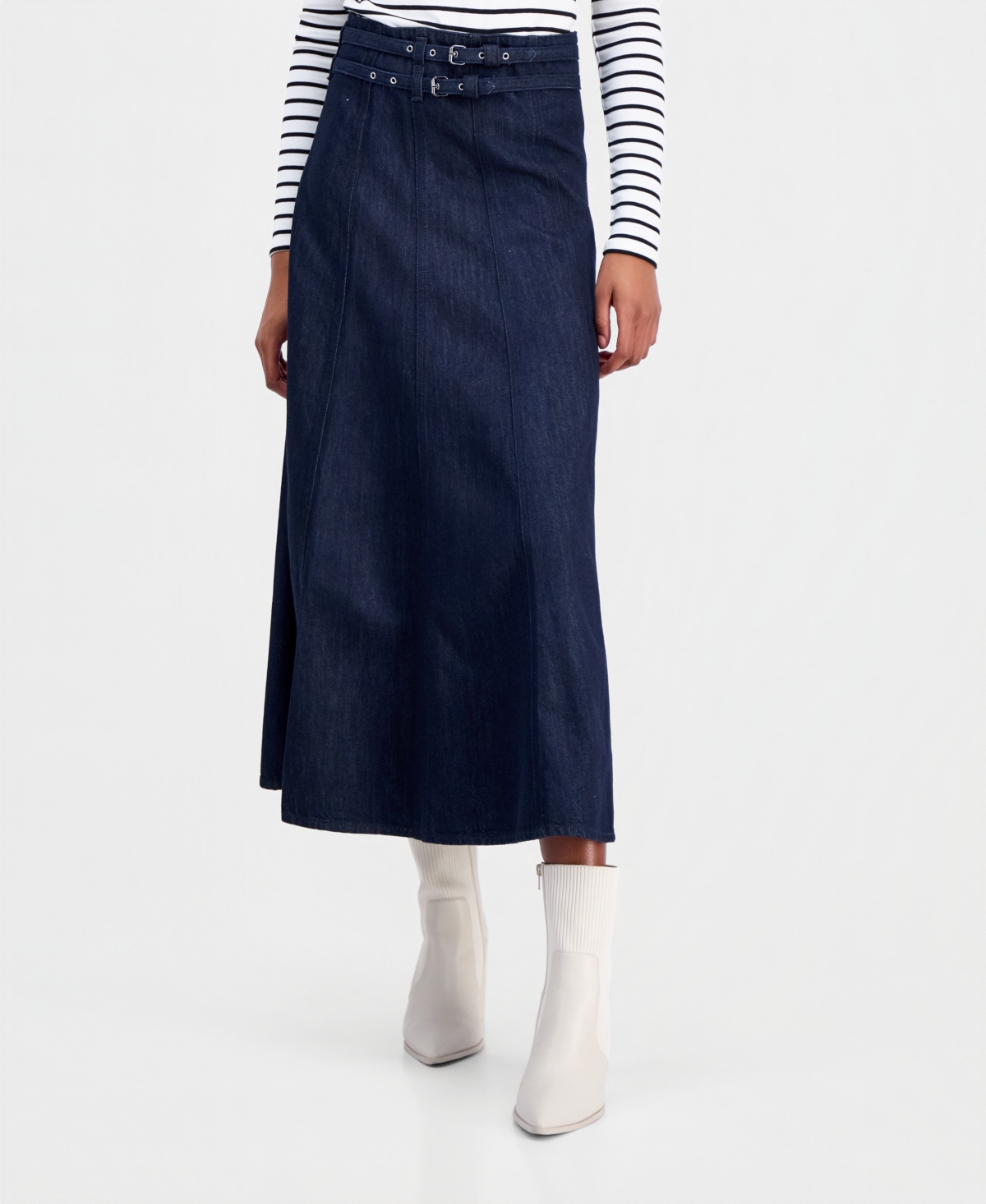 Guess Women's Ria Belted Denim Midi Skirt