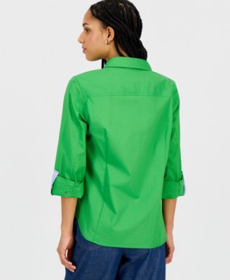 Jeans Women's Roll-Tab Button-Front Shirt