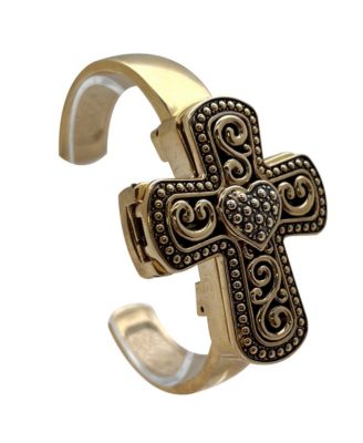 Gold Cross Shape Bangle Women Watch
