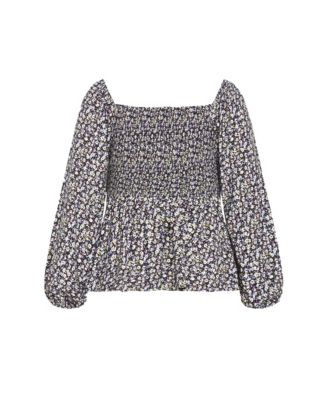 Plus Size Gigi Long Sleeve Daisy Print Top