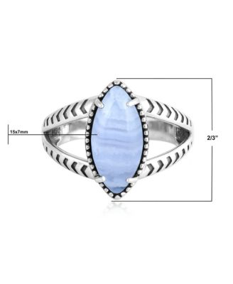 Sterling Silver Blue Lace Agate Marquise Split Shank Ring, Size