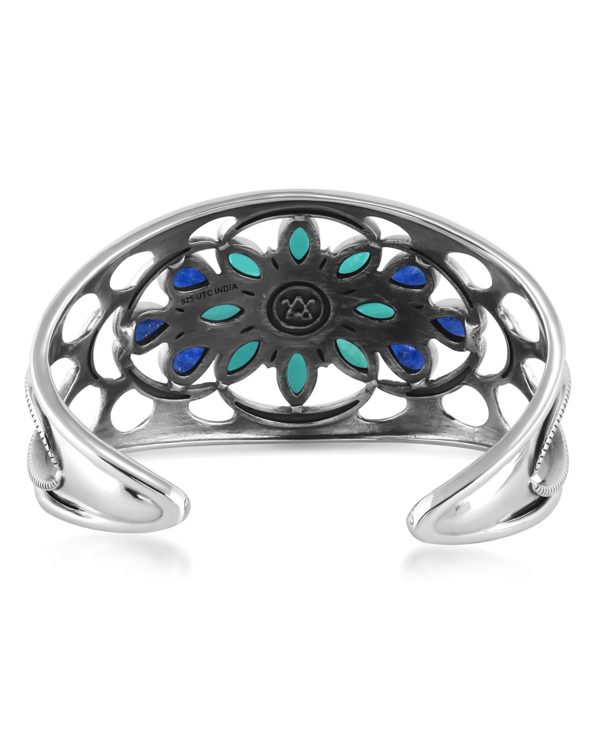 American West Jewelry Sterling Silver Multi Gemstone Bold Cluster Cuff