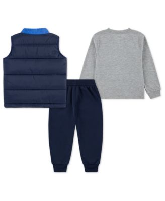 Boys' Toddler 2T-4T Crewneck T-Shirt, Vest and Pants, 3-Piece Set