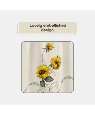 3 Piece Light Beige Country Farmhouse Sunflowers Kitchen Curtain Tier And Valance Set - 58 in. W x 24 in. L