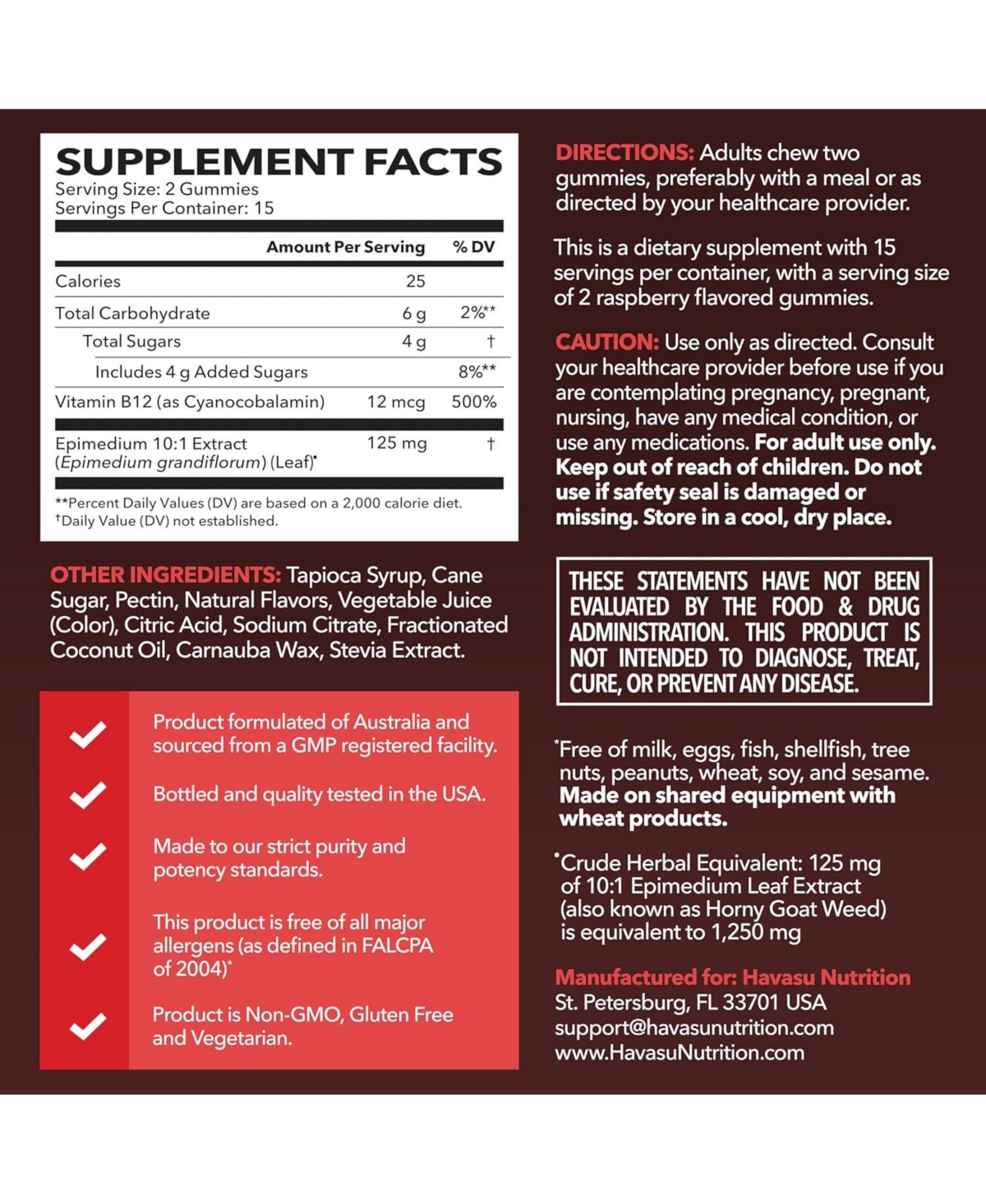 Havasu Nutrition Goat Weed Gummies, Raspberry, 30ct