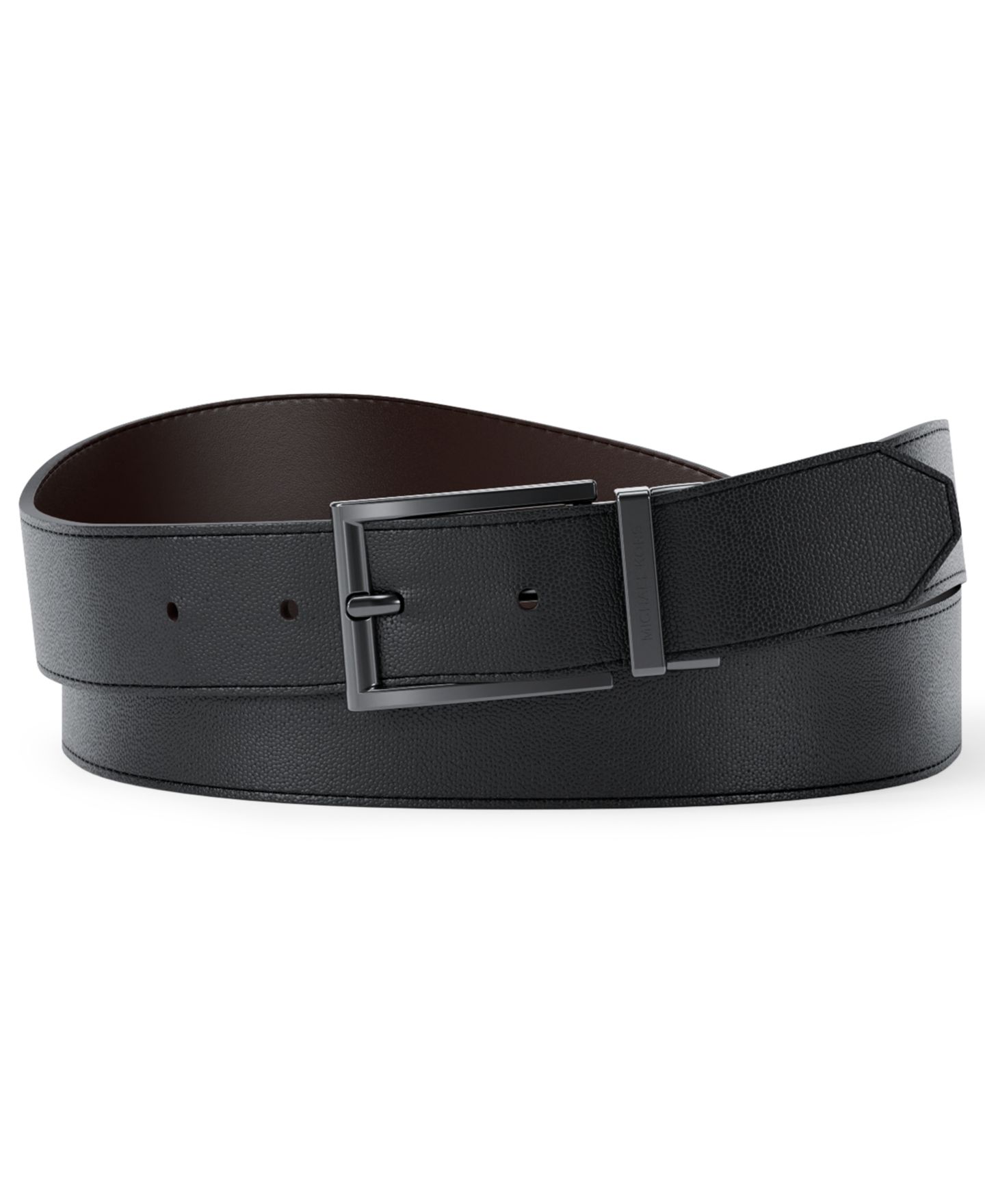 Мужской ремень Michael Kors 31MM Classic Reversible Dress Belt, цвет: Чёрный — фото 1