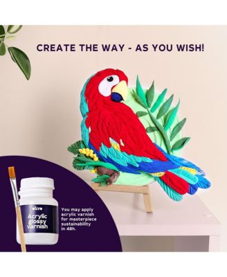 OKTO Air-Dry Clay 3D Painting Kit – 3D Picture Macaw (11.4 x 11.4 in)
