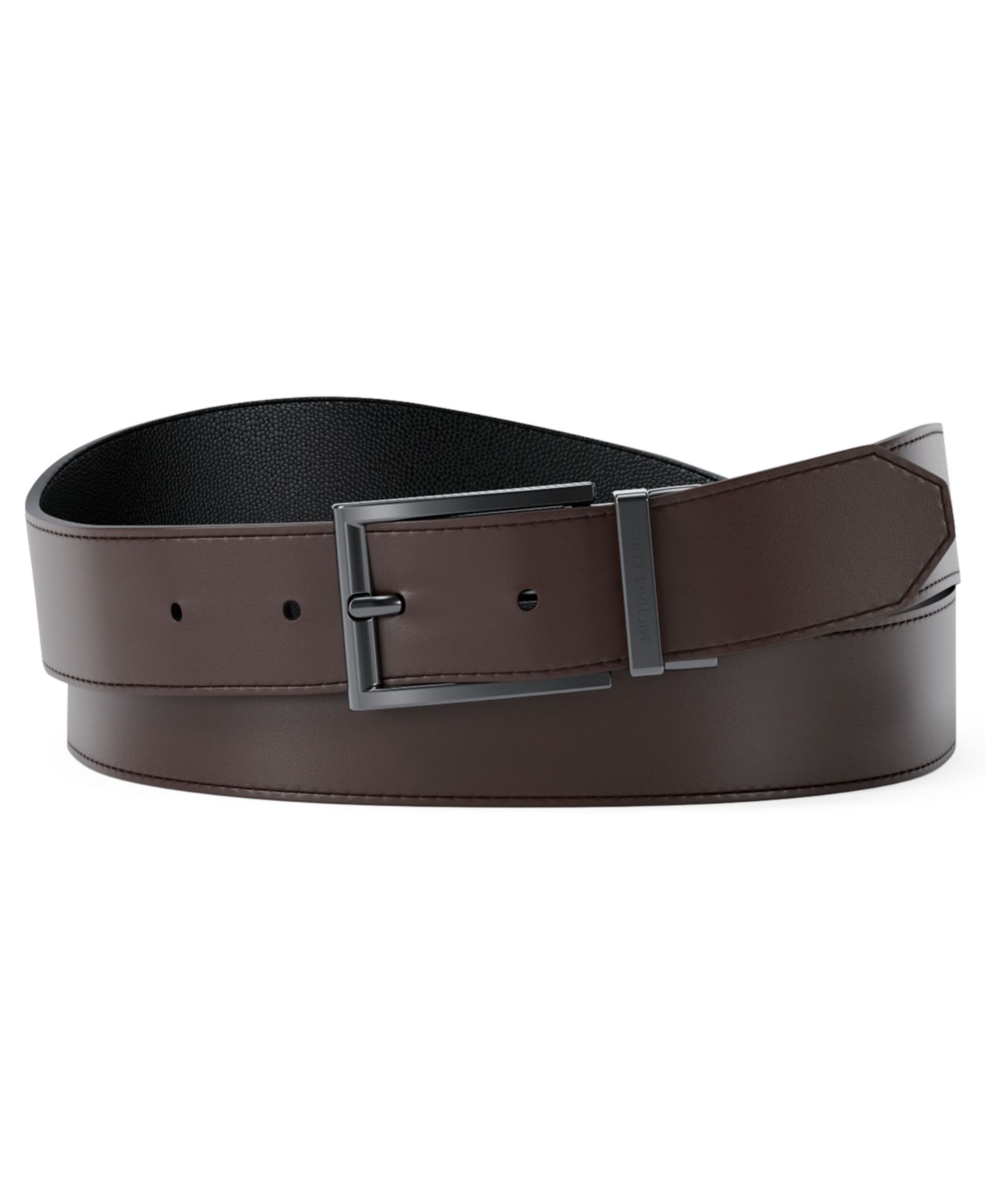 Мужской ремень Michael Kors 31MM Classic Reversible Dress Belt, цвет: Чёрный — фото 2